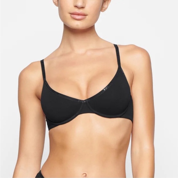 🖤SKIMS COTTON LOGO UNDERWIRE DEMI BRA IN SOOT 40DD 40E - Picture 1 of 5